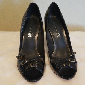 Boutique 58 Black Patent Peep Toe Heels Size 7.5